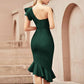 Women's One Shoulder Bandage Dresses for Women Wedding Guest Sexy Formal Midi Dress