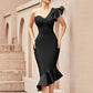 Women's One Shoulder Bandage Dresses for Women Wedding Guest Sexy Formal Midi Dress