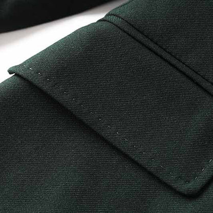 One Button Dark Green Pantsuit Fitted Blazer + Mid-High Rise Trousers Pantsuit Suit Formal Wear