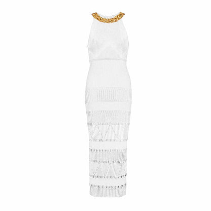 Women's Sleeveless Knitted Maxi Dress Midi Bodycon Dress