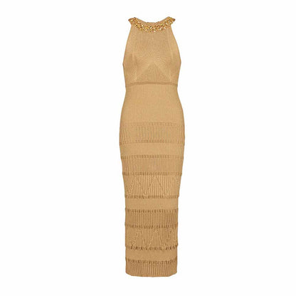 Women's Sleeveless Knitted Maxi Dress Midi Bodycon Dress