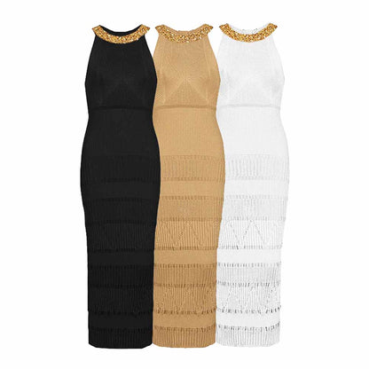 Women's Sleeveless Knitted Maxi Dress Midi Bodycon Dress