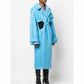 Blue Hollowed and twisted waist slender long warm coat for women