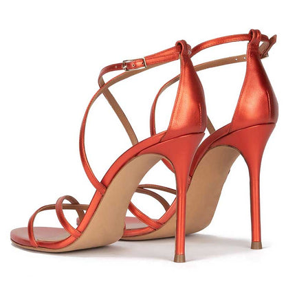Womens Colored Strappy Heeled Sandals Dress Shoes