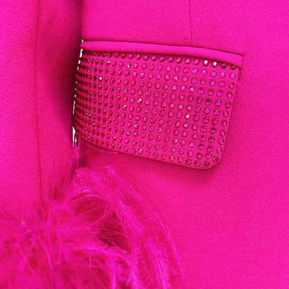 Women's Event Pantsuits with Feather One Button Wedding Suit Party Set