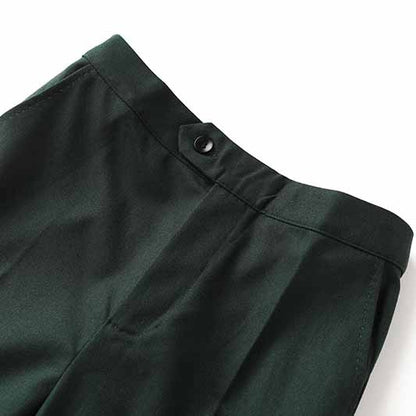 One Button Dark Green Pantsuit Fitted Blazer + Mid-High Rise Trousers Pantsuit Suit Formal Wear
