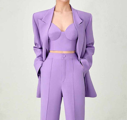 Regular-Fit 3-Piece Suit Three-piece suit, Womens suit, Pants Blazer Top, Womens Suit Set, Wedding Suit