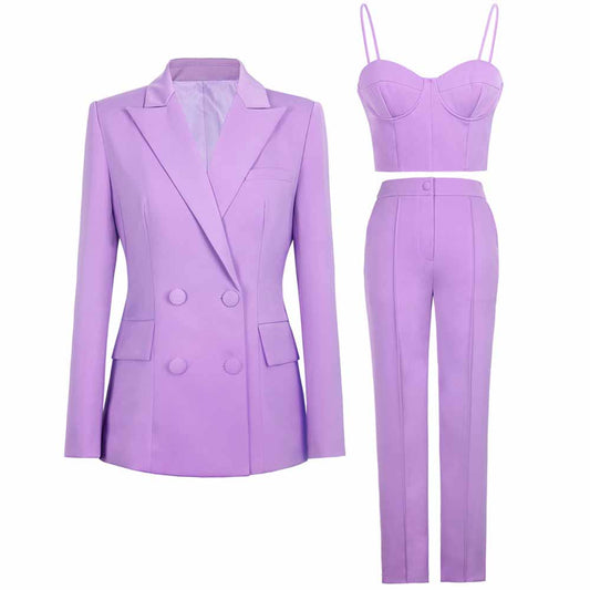 Regular-Fit 3-Piece Suit Three-piece suit, Womens suit, Pants Blazer Top, Womens Suit Set, Wedding Suit