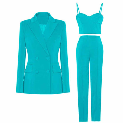 Regular-Fit 3-Piece Suit Three-piece suit, Womens suit, Pants Blazer Top, Womens Suit Set, Wedding Suit