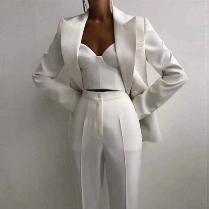 Regular-Fit 3-Piece Suit Three-piece suit, Womens suit, Pants Blazer Top, Womens Suit Set, Wedding Suit