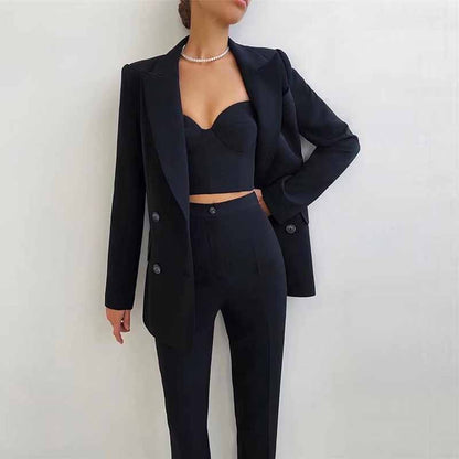 Regular-Fit 3-Piece Suit Three-piece suit, Womens suit, Pants Blazer Top, Womens Suit Set, Wedding Suit