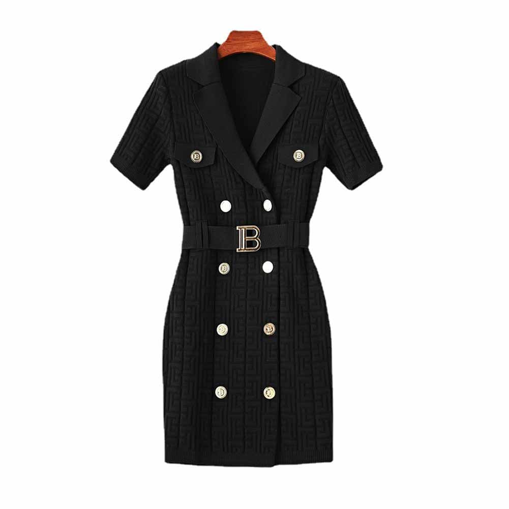 Women Black Short Sleeve Belted Mini Knit Dress – SD Dresscode ... Women Black Short Sleeve Belted Mini Knit Dress – SD Dresscode ...