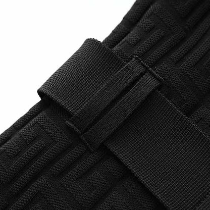 Women Black Short Sleeve Belted Mini Knit Dress