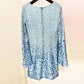 Women Long Sleeve Sky Blue Chiffon Fabric Sequin Mini Dress