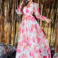 Womens Long Sleeves White Floral-Printed Maxi Dress