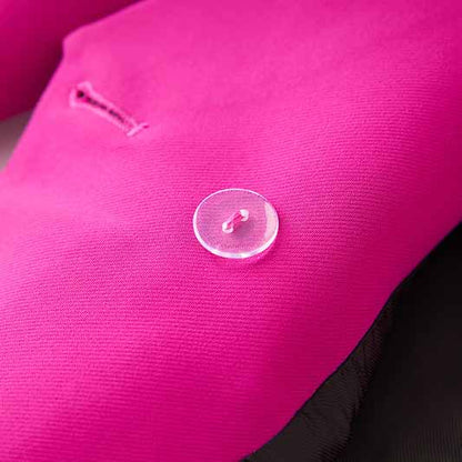 Women Shawl Collar Golden Buttons Blazer + Cropped Pants Trousers Pantsuit Suit Hot Pink