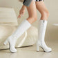 Women's platform chunky heeled knee high boots