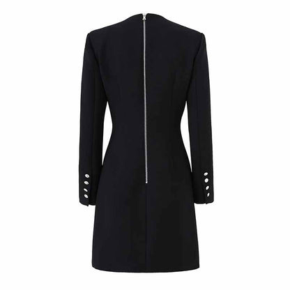 Women Mid Length Black Nail beaded Blazer Dress