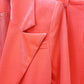 Women Velvet Coral Pantsuit One Button Blazer + Mid-High Rise Flare Trousers Pants Suit, Wedding Suit,