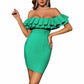 Women 'S  One Shoulder Puff Collar Green Bodycon Bandage Cocktial Party Dresses