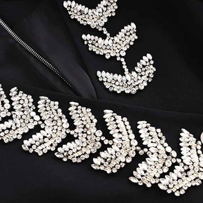 Women Mid Length Black Nail beaded Blazer Dress