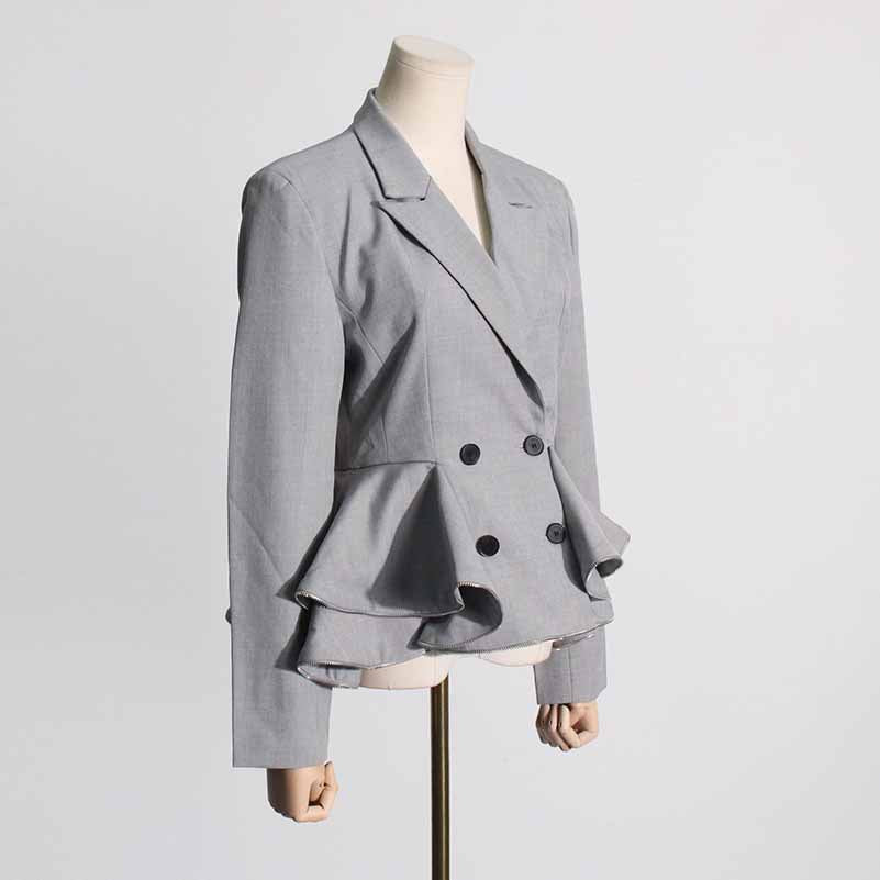 Women's Double Breasted Blazer With Scallops