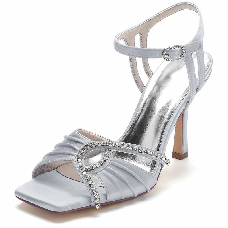 Women's Wedding Shoes Ankle Strap Sandals Wedding Party Heels Sparkling Glitter Chunky Pumps