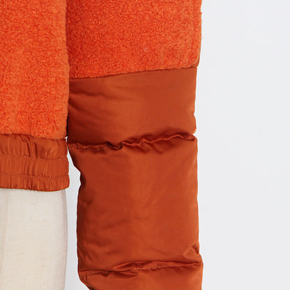 Women's fleece jacket contrast stitching short winter coat