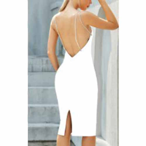 Ladies Bodycon Cami Top Sleeveless Rhinestone Strappy Mini Dres Backless Party Dress
