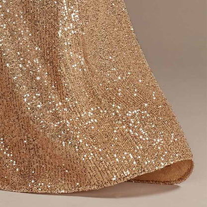 Womens V Neck Sequin Evening Formal Dress Sleeveless Maxi Plus Size Prom Dress