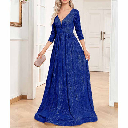 Women's Plus Size Long Sleeve Sequin Maxi Evening Dresses
