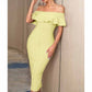 Women's Off Shoulder Ruched Bodycon Wedding Guest Cocktail Party Formal Dress
