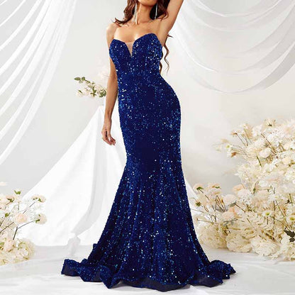 Off The Shoulder Mermaid Sequin Dress In Royal Blue Women Prom Dress SD Dresscode & Fashiontrends Off The Shoulder Mermaid Sequin Dress In Royal Blue Women Prom Dress SD Dresscode & Fashiontrends