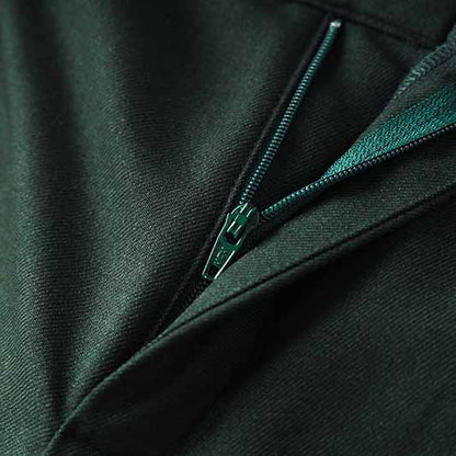 One Button Dark Green Pantsuit Fitted Blazer + Mid-High Rise Trousers Pantsuit Suit Formal Wear