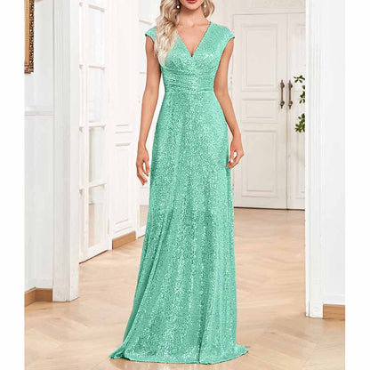 Women's Plus Size Sleeveless Sequin Maxi Evening Dresses