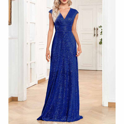 Women's Plus Size Sleeveless Sequin Maxi Evening Dresses