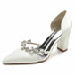 Women's Heels Wedding Shoes Dress Shoes Comfort Party Bridal Shoes Rhinestone Block Heel Pointed Toe Pump