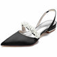 Women's Wedding Shoes Flats Comfort Bridal Shoes Rhinestone Flat Low Heel Slingback Shoes