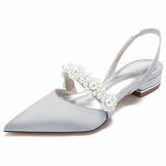 Women's Wedding Shoes Flats Dress Shoes Comfort Bridal Shoes Rhinestone Crystal Flat Low Heel Slingback Heels