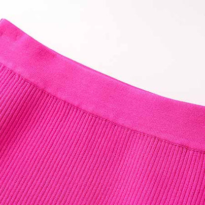 Women's Sleeveless Two Piece Mini Knitted Skirt Suit