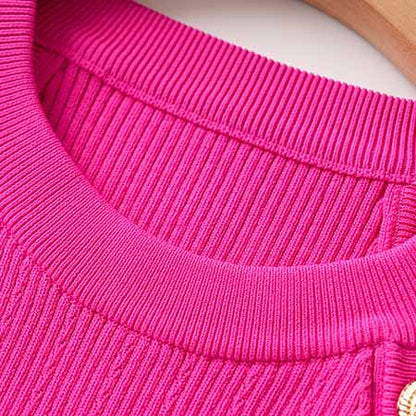 Women's Sleeveless Two Piece Mini Knitted Skirt Suit