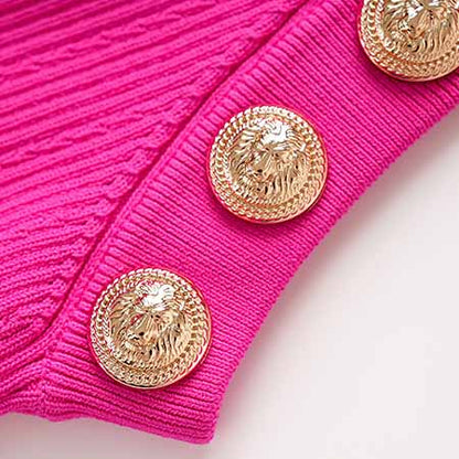 Women's Sleeveless Two Piece Mini Knitted Skirt Suit