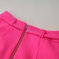 Women's Golden Lion Buttons Hot Pink Skirts Blazer Suit Jacket + High Waist Skirts Suit