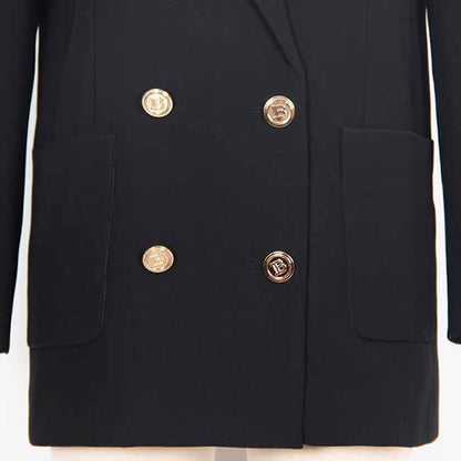 Women's Double Breasted Blazer Sewing Pattern Gold Buttons Loose Jacket