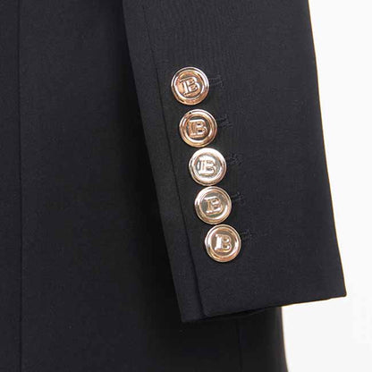 Women's Double Breasted Blazer Sewing Pattern Gold Buttons Loose Jacket