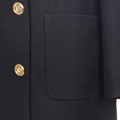 Women's Double Breasted Blazer Sewing Pattern Gold Buttons Loose Jacket