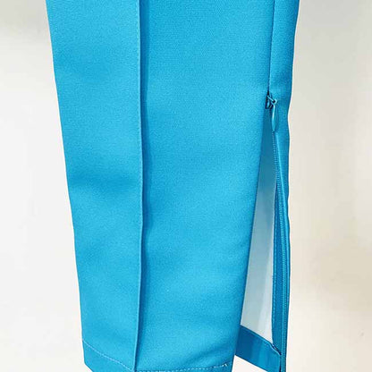 Women Blue and White Colour Pantsuit- Blocked Fitted Blazer + Mid-High Rise Slim Fit Flare Trousers Suit Pantsuit Office Wear