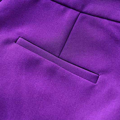 Women Purple Pantsuit Fitted Blazer + Mid-High Rise Trousers Pantsuit Suit Party Wear