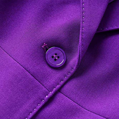 Women Purple Pantsuit Fitted Blazer + Mid-High Rise Trousers Pantsuit Suit Party Wear