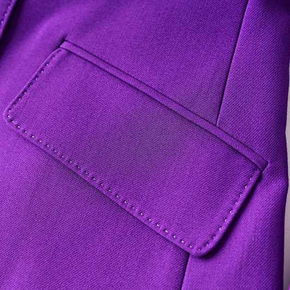 Women Purple Pantsuit Fitted Blazer + Mid-High Rise Trousers Pantsuit Suit Party Wear